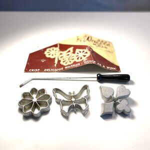 Vintage Hirco Waffle Mold Set with Original Display and Recipe Card